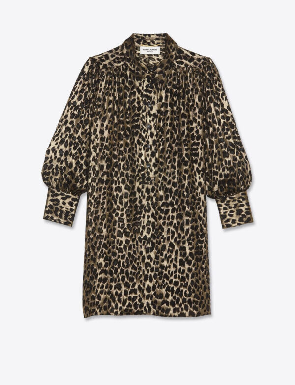 Puffed sleeves denim dress